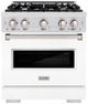 ZLINE Classic Series 36" Satin Stainless Steel Pro Style Dual Fuel Range with White Matte Door-0