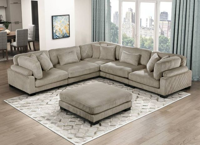 Homelegance® Traverse 6-Piece Taupe Modular Sectional with Ottoman-1