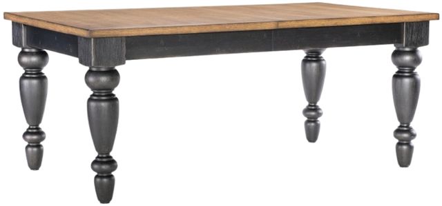 Legacy Classic Vintage Market Barnwood Oak Rectangular Dining Table with Kettle Black Base-0