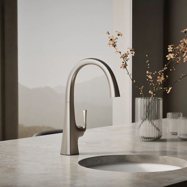 KOHLER® Graze® Vibrant Stainless Single-Handle Bar Sink Faucet-1