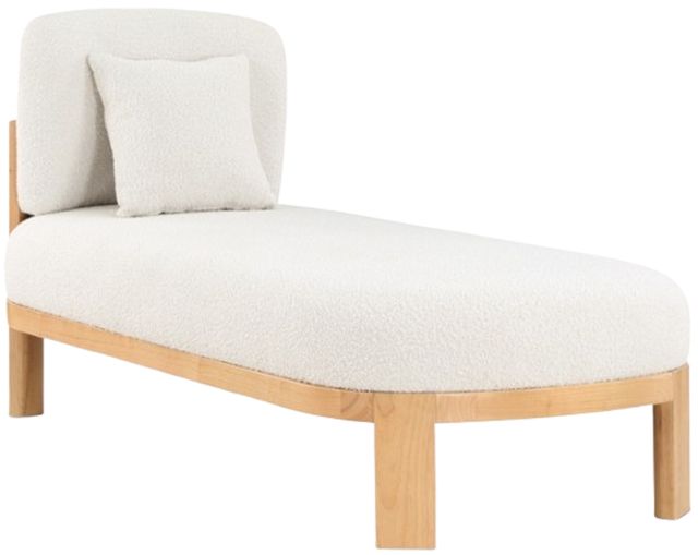 Meridian Furniture Maybourne Cream/Natural Boucle Fabric Bench-0