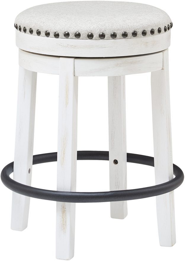 Signature Design by Ashley® Valebeck White Upholstered Swivel Bar Stool-0