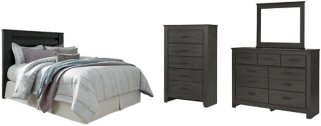 Signature Design by Ashley® Brinxton 4-Piece Charcoal Queen/Full Panel Headboard Bedroom Set