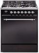 Ilve® Nostalgie II Series 30" Glossy Black Pro Style Dual Fuel Range-0