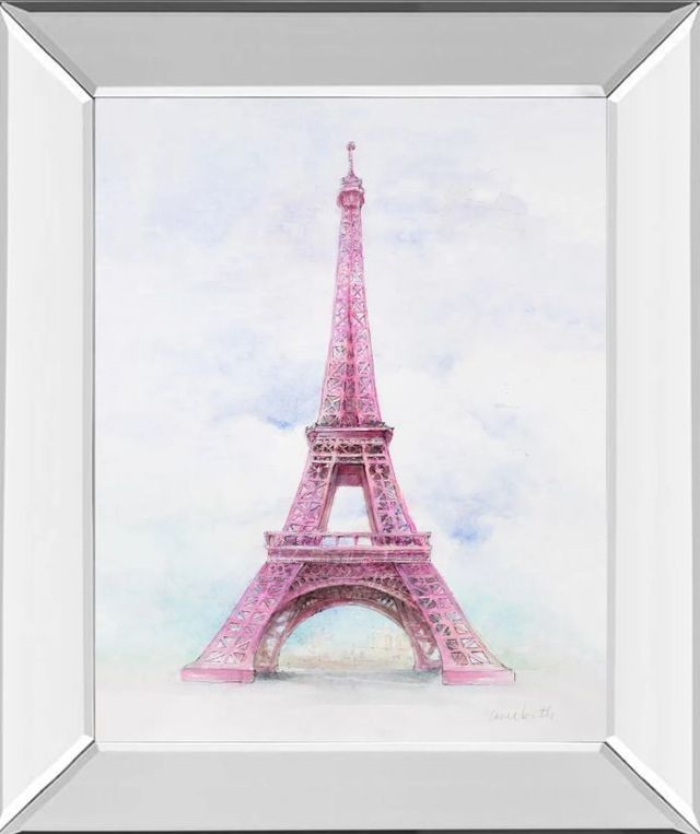 Classy Art Pink Eiffel Tower by LanieLoreth Mirror Framed Wall Art-0