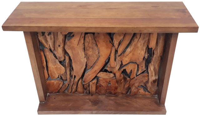 Stylecraft Teak Bar Brown Live Edge Console Table-1