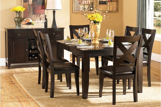 Mazin Furniture Crown Point 7-Piece Warm Merlot Dining Table and Chair Set-0