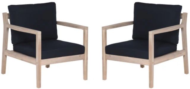 Linon Svana 2-Piece Navy/White Wash Fabric/Wood Outdoor Side Chair Set-0