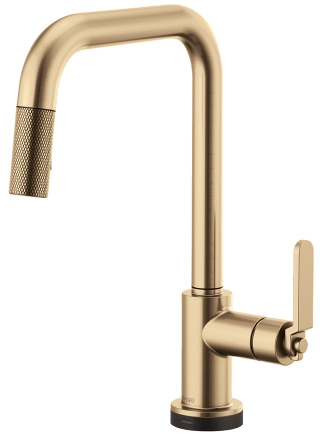 Brizo Litze® Brilliance® Luxe Gold® SmartTouch® Pull-Down Kitchen Faucet with Square Spout and Industrial Handle-0