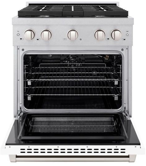 ZLINE 30" Satin Stainless Steel Pro Style Gas Range with White Matte Door-1
