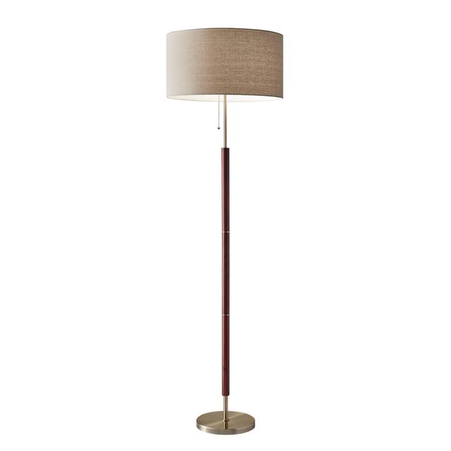 Adesso® Hamilton Walnut/Antique Brass Floor Lamp-0