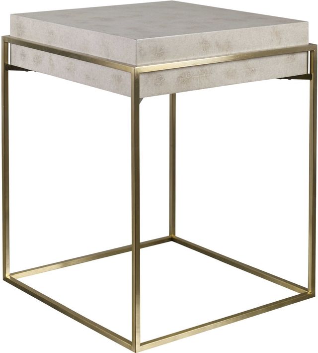 Uttermost® India Ivory Burl Accent Table with Brushed Brass Base-2