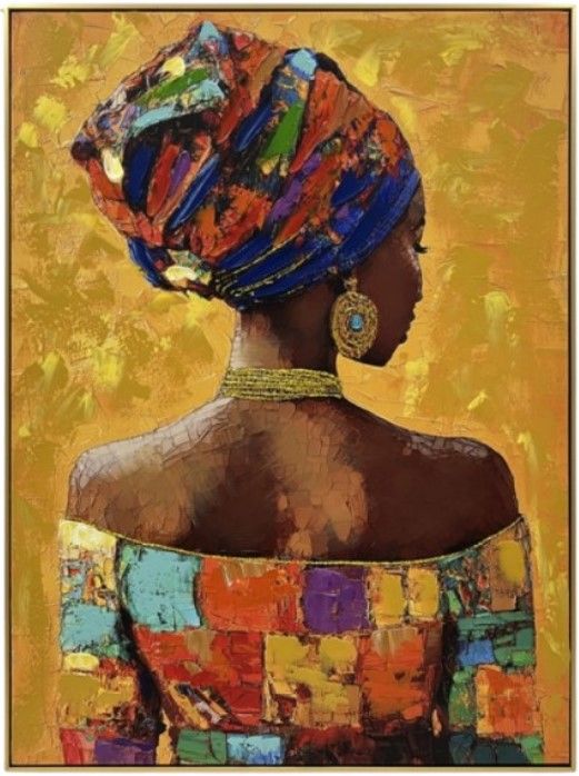 Classy Living Captivating African Lady on Orange I Wall Art-0