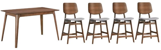 New Classic® Home Furnishings Oscar 5-Piece Gray/Walnut Counter Table Set-0