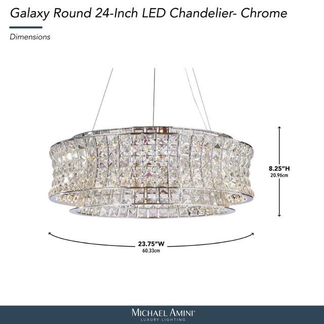 Michael Amini® Galaxy Chrome Round 24-Light LED Chandelier-2