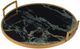 A & B Home Black/Gold Marble Decorative  Tray-0
