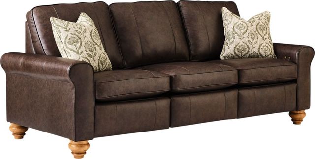 Best® Home Furnishings Customizable Weston Coll. Leather Manual Reclining Sofa with Honey Birch Legs-4