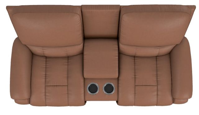 La-Z-Boy® Greyson Caramel Leather Manual Reclining Loveseat with Console-4