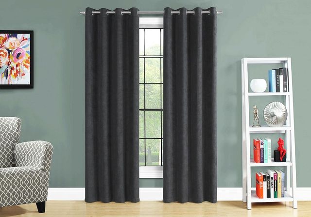 Monarch Specialties Inc. 2-Piece Grey 54" x 95" Room Darkening Curtain Panel Set-1