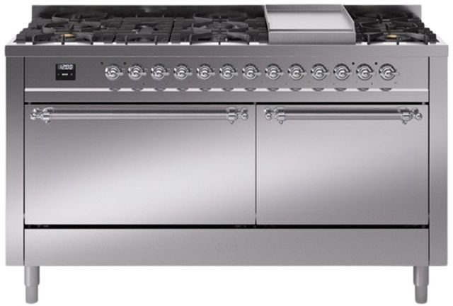 Ilve® Nostalgie II Series 60" Stainless Steel Pro Style Dual Fuel Range-0