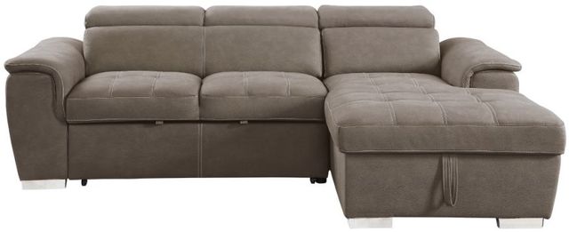 Mazin Furniture Ferriday 2-Piece Taupe Right-Arm Facing Pullout Sleeper Sectional and Chaise with Hidden Storage-3