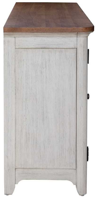 Liberty Furniture Farmhouse Reimagined Antique White/Chestnut 80" Fireplace TV Console with Firebox Insert-3