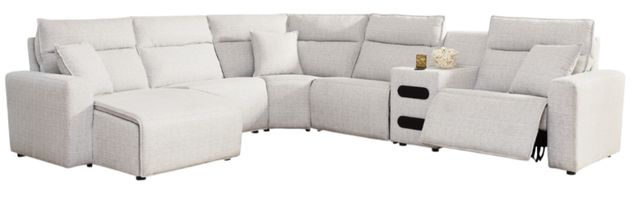 Signature Design by Ashley® ModMax II 6-Piece Stone Power Reclining Left-Arm Facing Sectional with Chaise and Audio Console-0