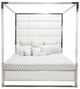Michael Amini® State St. Glossy White/Stainless Steel California King Canopy Bed-2