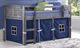 Donco Kids Louver Blue/Antique Gray Youth Twin Loft Bed with Tent Kit-1