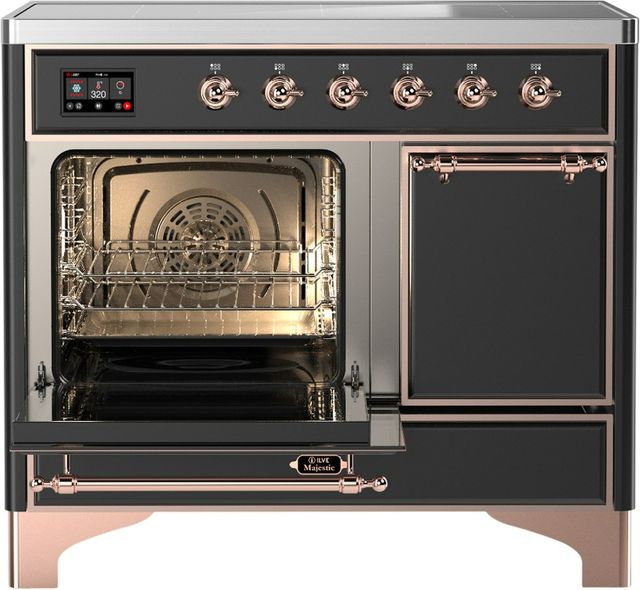 Ilve® Majestic III 40" Graphite Matte Pro Style Induction Range with Solid Door and Copper Trim-3