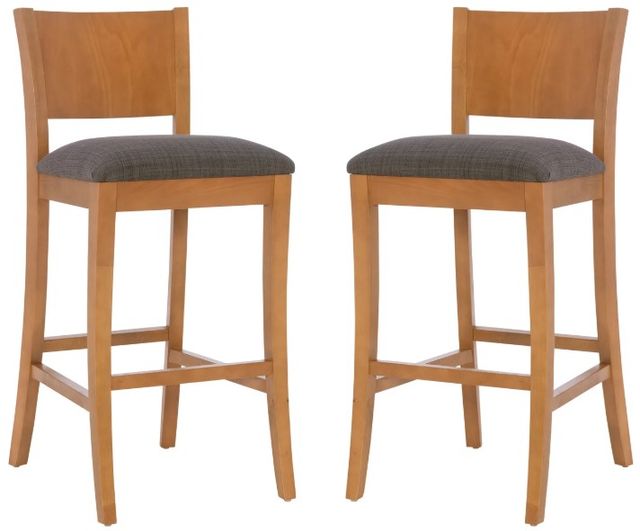 Linon Reese 2-Piece Brown/Charcoal Bar Stool Set-0
