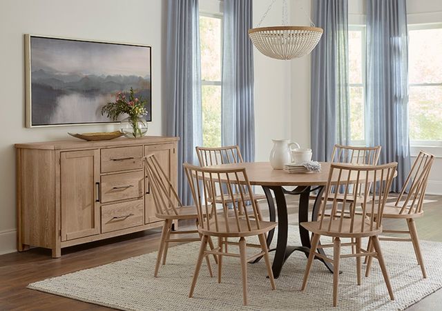 Artisan & Post by Vaughan-Bassett Dovetail Bleached White 60" Round Dining Table with Black Base-1