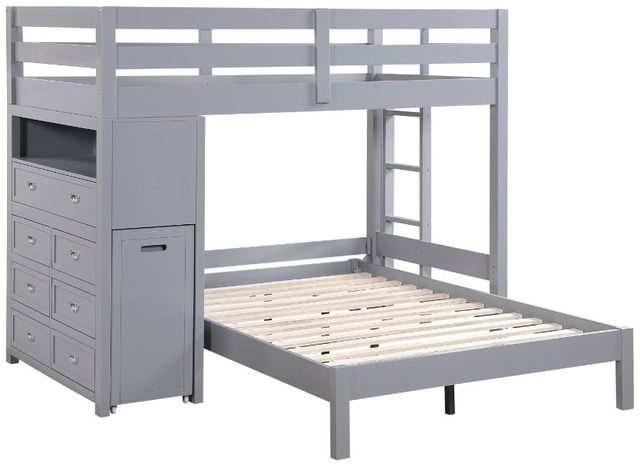 Homelegance® Sloane Gray Twin over Full Youth Loft Bunk Bed with Chest and Hidden Desk-2
