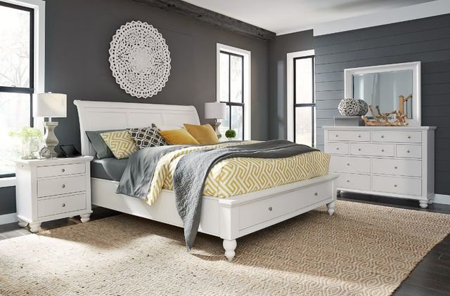 aspenhome® Cambridge White King Storage Sleigh Bed-3