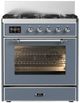 Ilve® Majestic III 30" Blue Grey Freestanding Dual Fuel Liquid Propane Range with Triple Glass Door and Chrome Trim-0