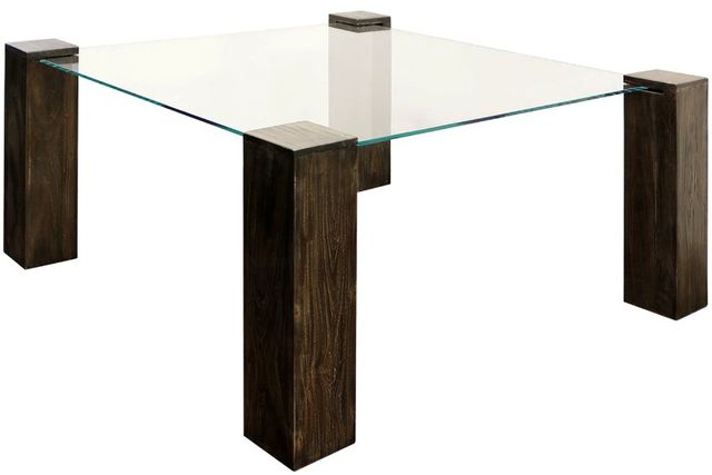 Harp & Finial® Kobe Glass Top Large Square Coffee Table with Vintage Iron Base -1
