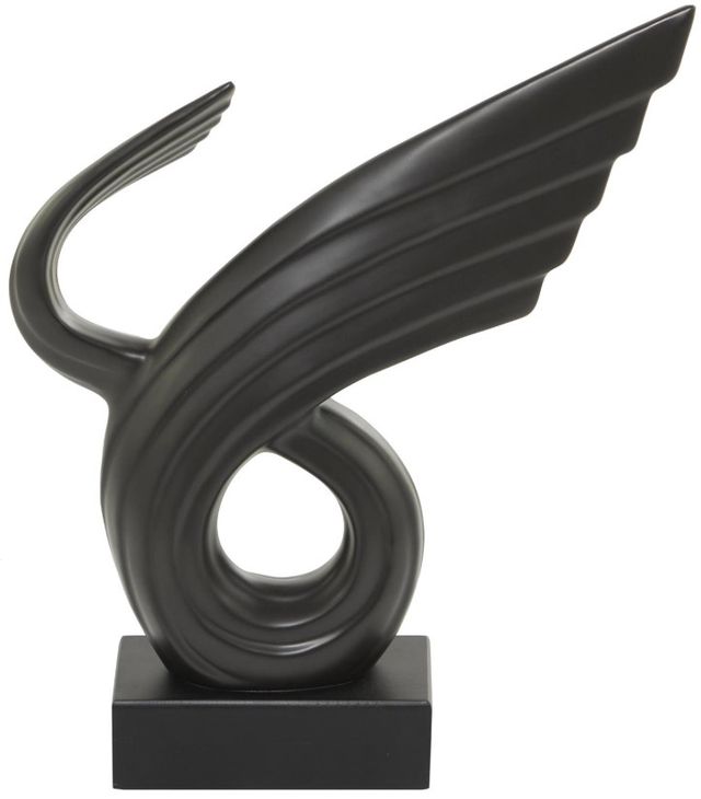 Deco Marche Black Abstract Wing Sculpture with Black Base-0