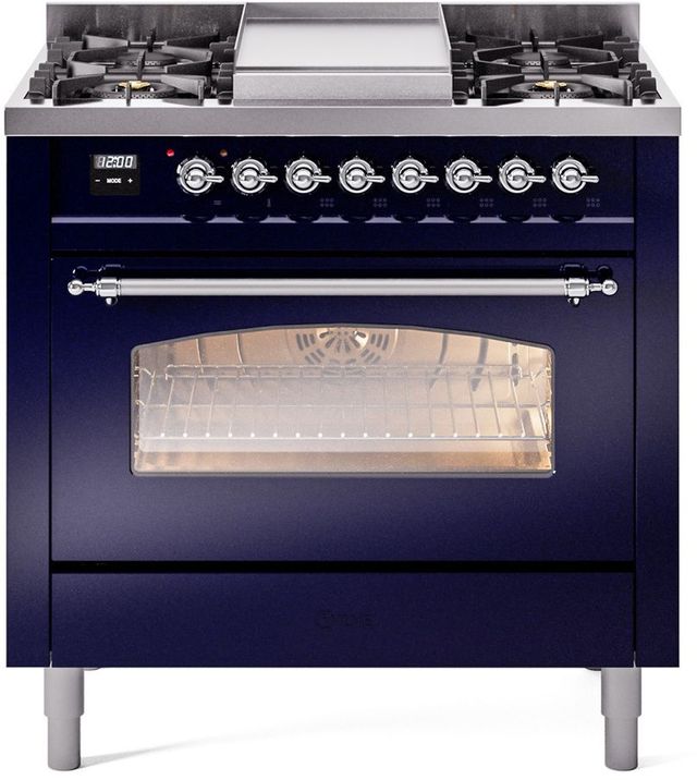 Ilve® Nostalgie II Series 36" Midnight Blue Pro Style Dual Fuel Range-1
