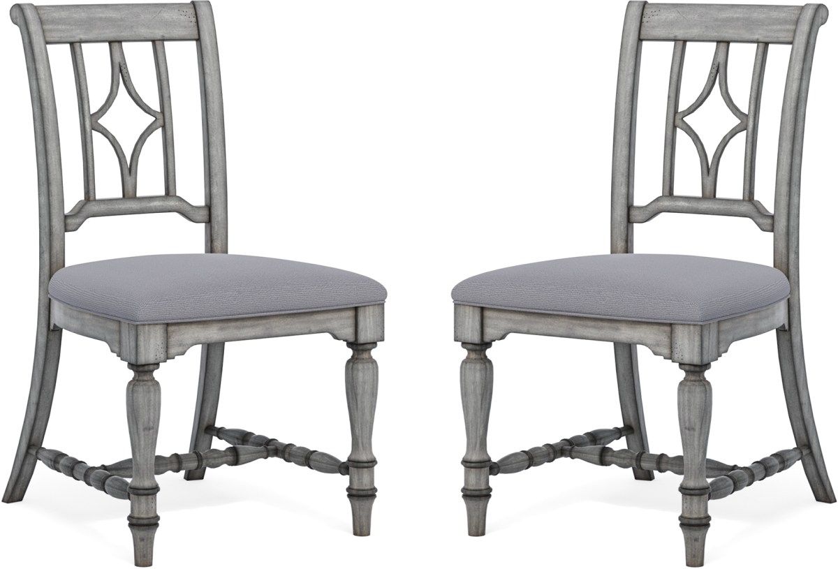 Flexsteel® Plymouth® 2-Piece Distressed Graywash Upholstered Dining Chair Set