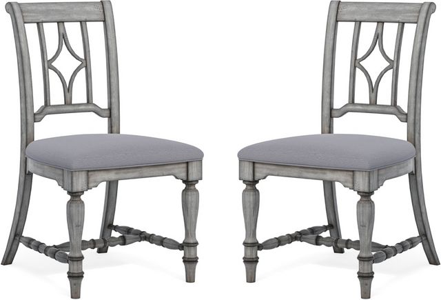 Flexsteel® Plymouth® 2-Piece Distressed Graywash Upholstered Dining Chair Set