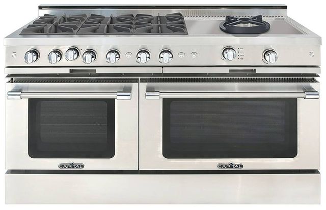 Capital Cooking™ Grand Chef 60" Stainless Steel Open Burner Pro Style Gas Range with Power Wok-0