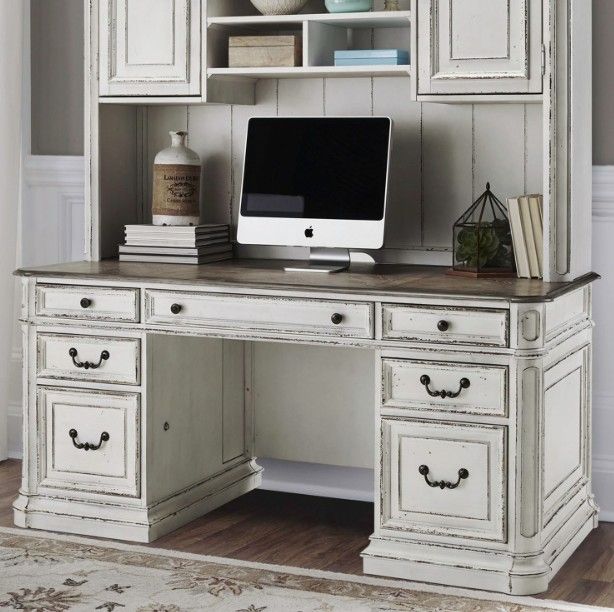 Liberty Furniture Magnolia Manor Antique White/Weathered Bark Credenza-1