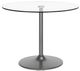 Korson Furniture Turner Glass Top Pedestal Dining Table with Gray Steel Base -0