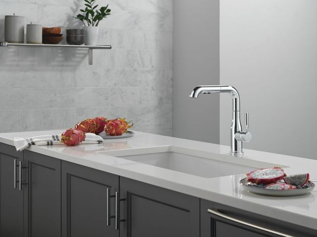 Delta Almari™ Chrome Single Handle Pull-Out Kitchen Faucet-1