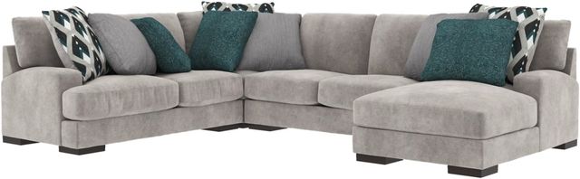 Ashley® Bardarson 4-Piece Silver Right-Arm Facing Loveseat Sectional and Chaise