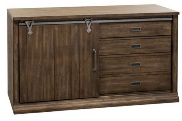 Liberty Furniture Stone Brook Rustic Saddle Executive Computer Credenza