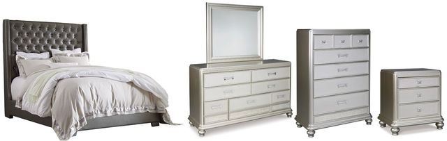 Signature Design by Ashley® Coralayne 5-Piece Gray King Panel Bed Set-0