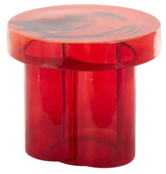 Deco Marche Red Accent Table with Cylinder Base-0