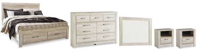 Signature Design by Ashley® Bellaby 5-Piece Whitewash King Platform Storage Bed Set-0