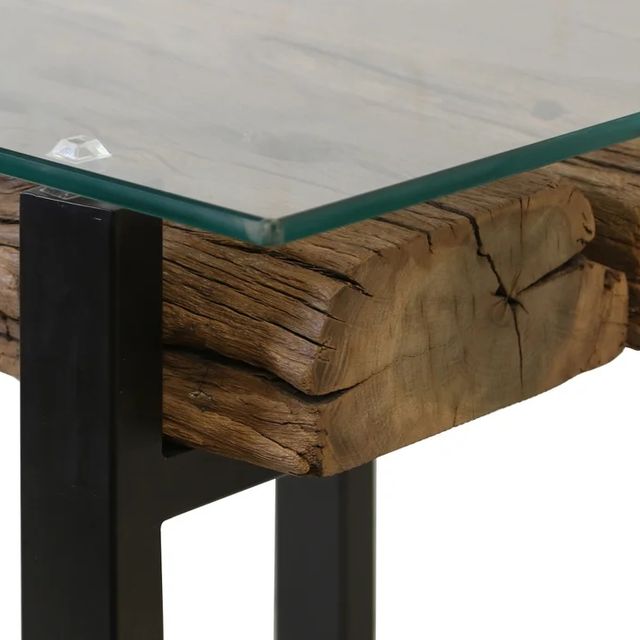 Stylecraft Driftwood Glass Top Side Table-1